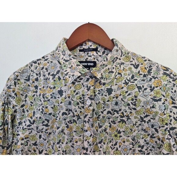 Lands End Shirt Womens 18W Floral Paisley No Iron Supima Cotton Boho Cottagecore - Picture 2 of 8